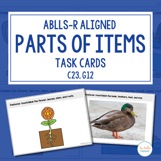 Parts of Items Task Cards [ABLLS-R Aligned C23, G12]