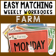 Easy Matching Weekly Workbooks Farm Edition cover, a farm-themed errorless matching workbook for special education