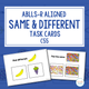 Same & Different cover with ABLLS-R task codes and sample task cards