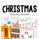 Seasonal Bundle - Christmas: cover with adapted books, a matching workbook, a pattern task, and a wreath activity