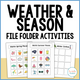 Weather & Season File Folder Activities cover featuring 12 printable and digital tasks