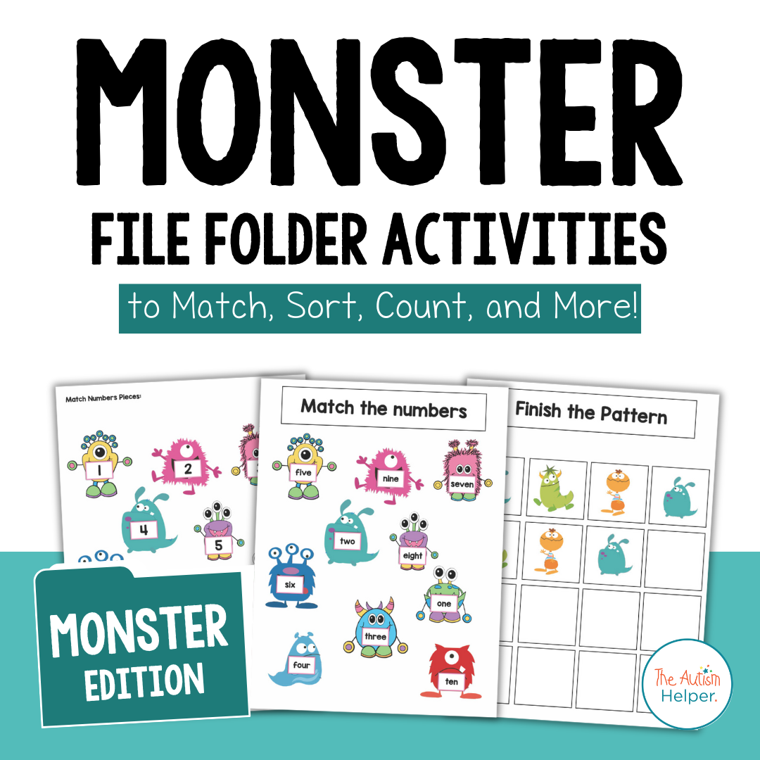 Monster Themed File Folder Activities – The Autism Helper