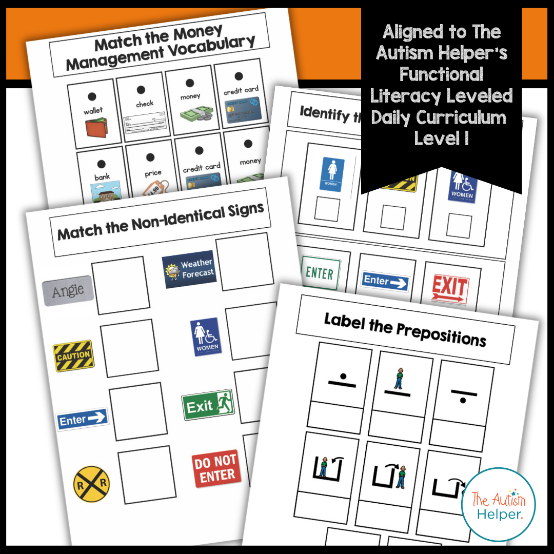 Level 1 Functional Literacy Leveled Daily Curriculum FILE FOLDER ACTIVITIES