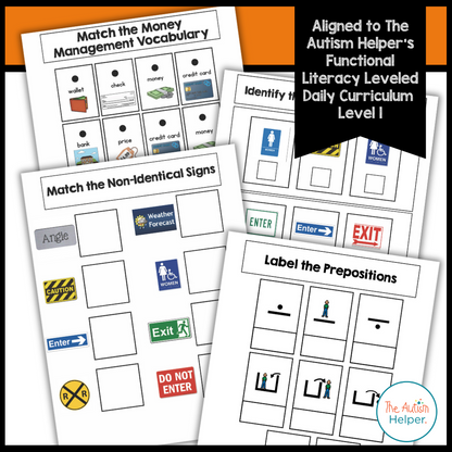 Level 1 Functional Literacy Leveled Daily Curriculum FILE FOLDER ACTIVITIES