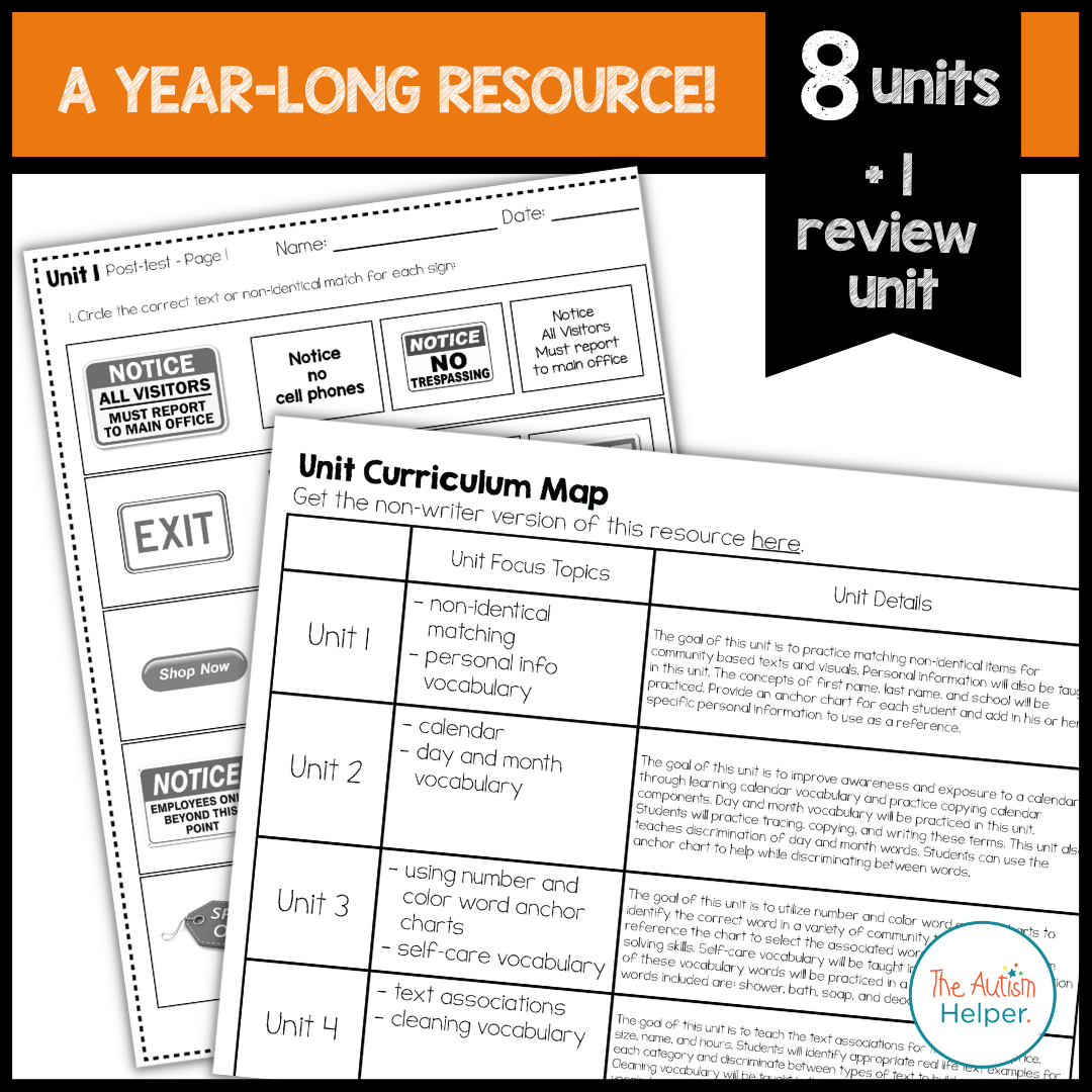 Functional Literacy Leveled Daily Curriculum {LEVEL 1}