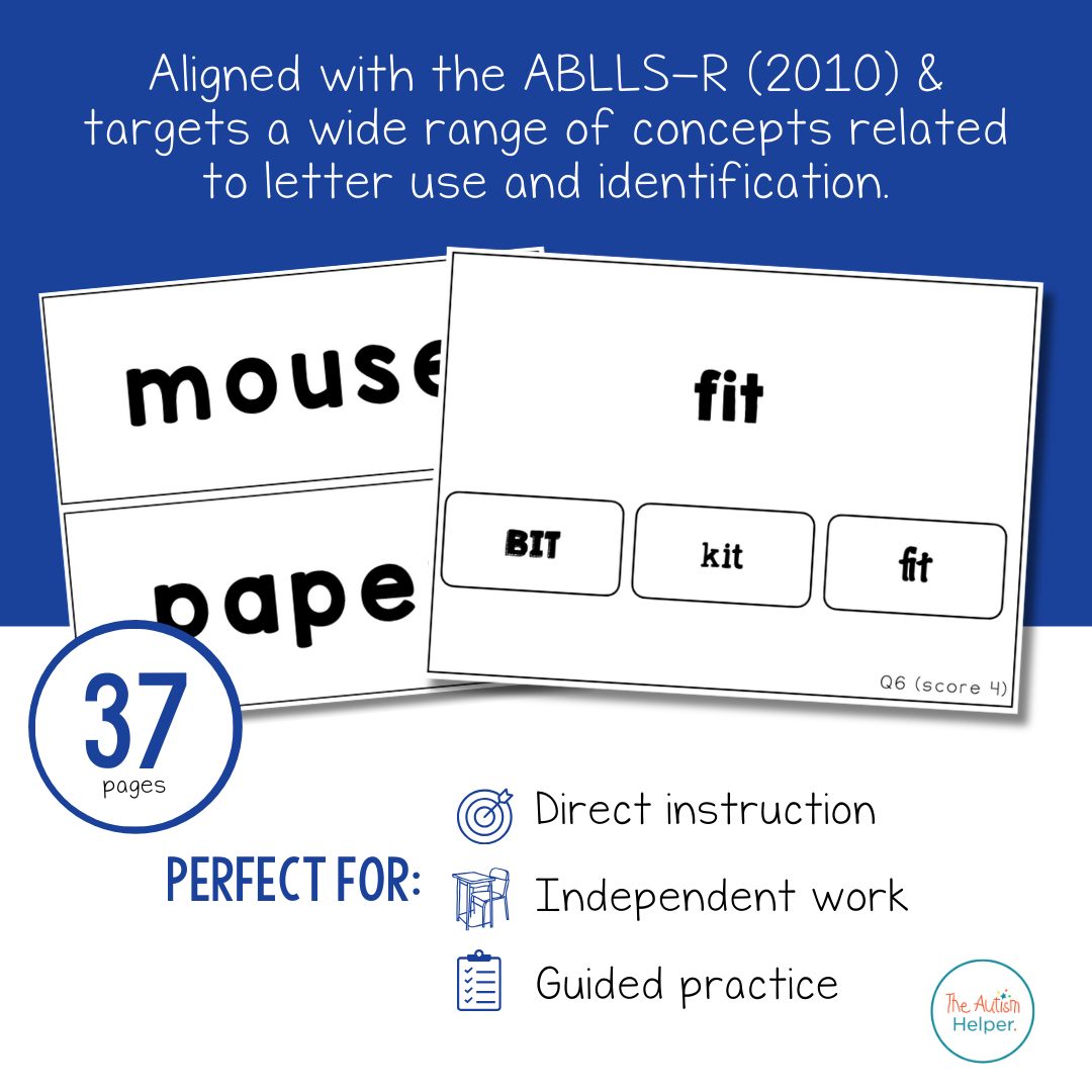 Letter Task Cards [ABLLS-R Aligned Q1-4, Q6-8, T1]