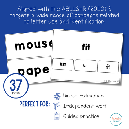 Letter Task Cards [ABLLS-R Aligned Q1-4, Q6-8, T1]