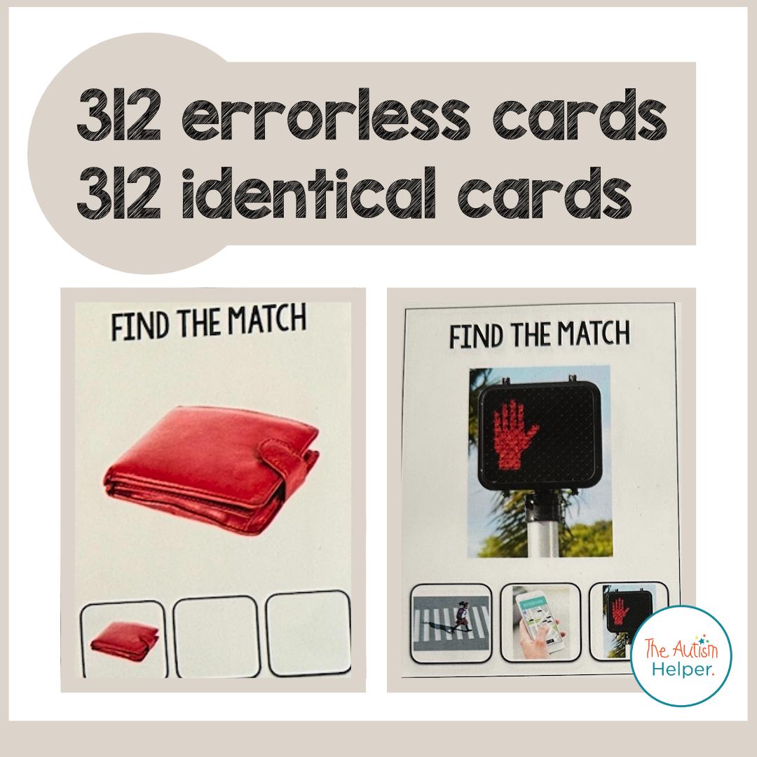 Life Skills Errorless & Identical Matching Task Cards – The Autism Helper