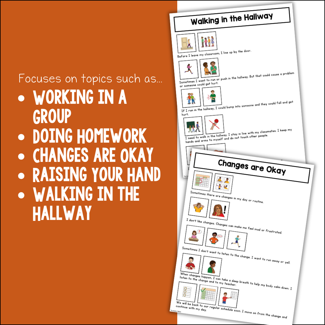 Visual Social Stories: School Behaviors Set 2