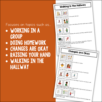 Visual Social Stories: School Behaviors Set 2