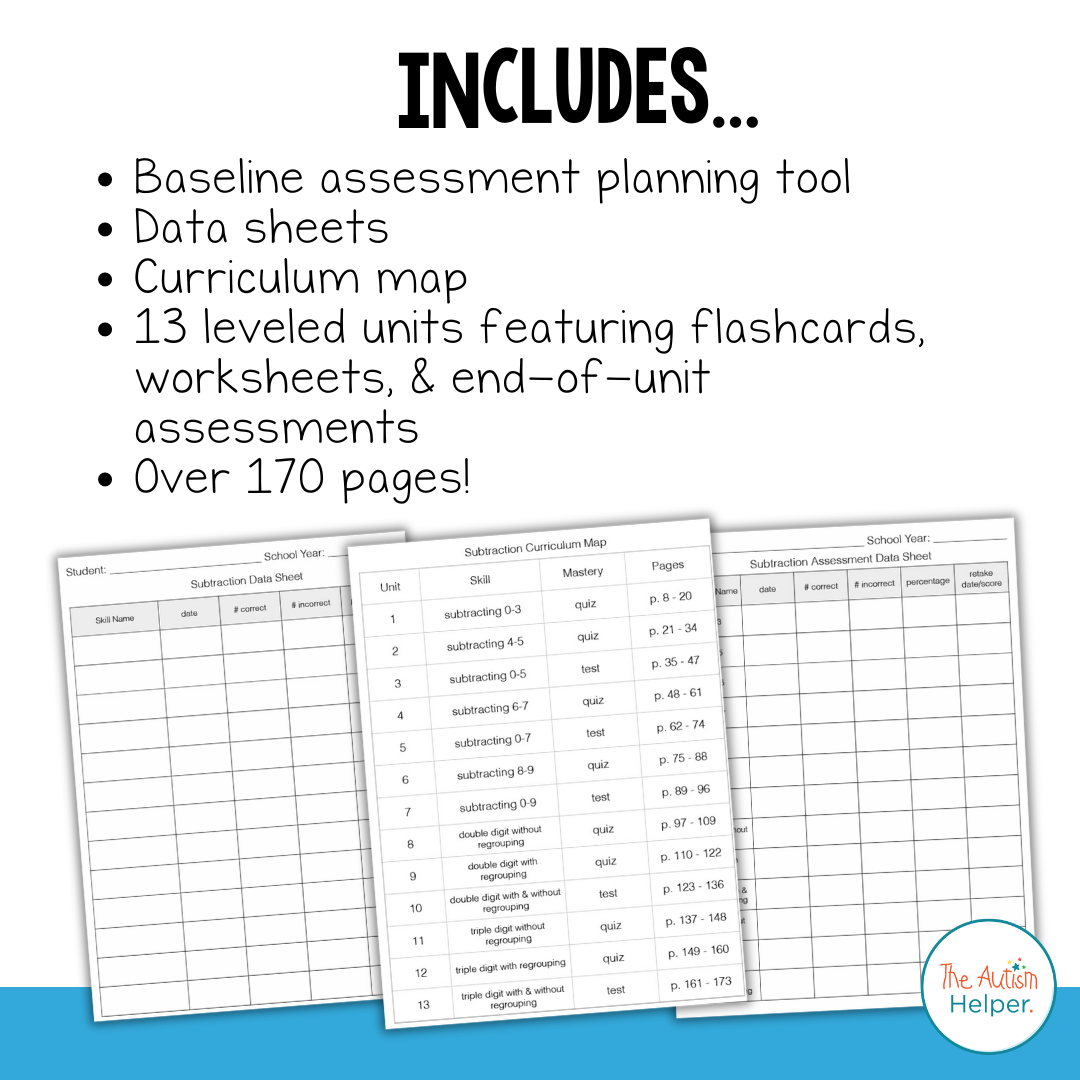 Subtraction Practice Pack