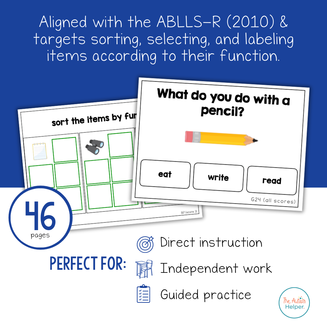 Function Task Cards [ABLLS-R Aligned B17, C37, G15, G24]