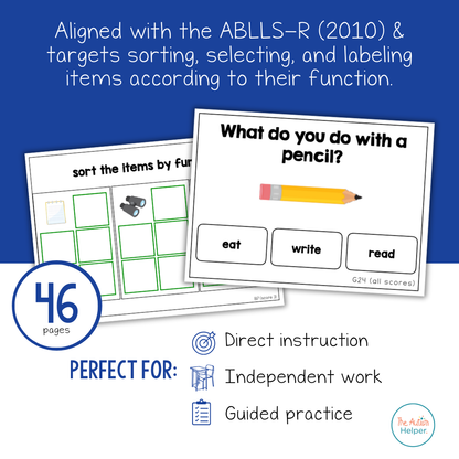 Function Task Cards [ABLLS-R Aligned B17, C37, G15, G24]