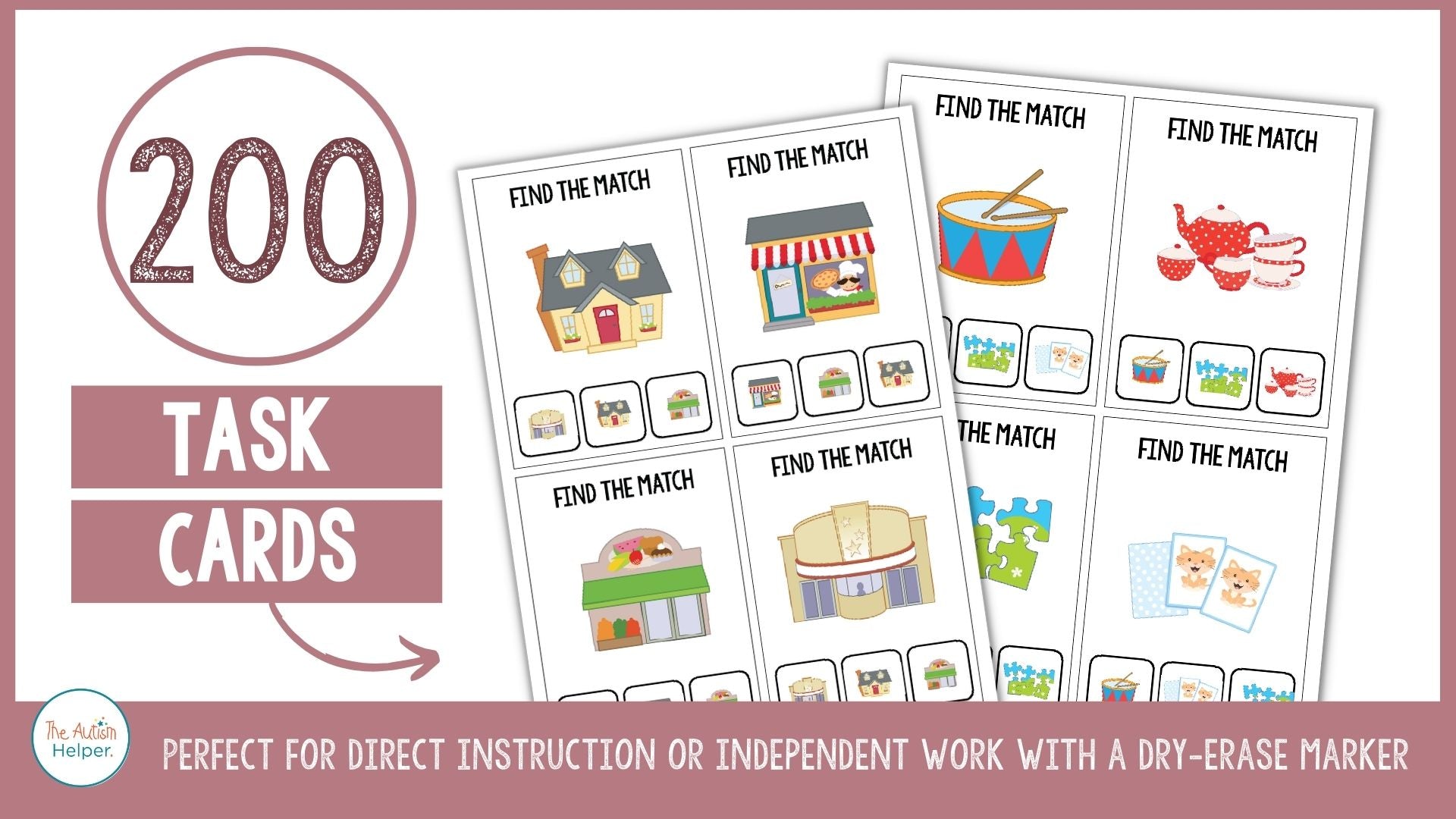 Identical Matching Task Cards – The Autism Helper