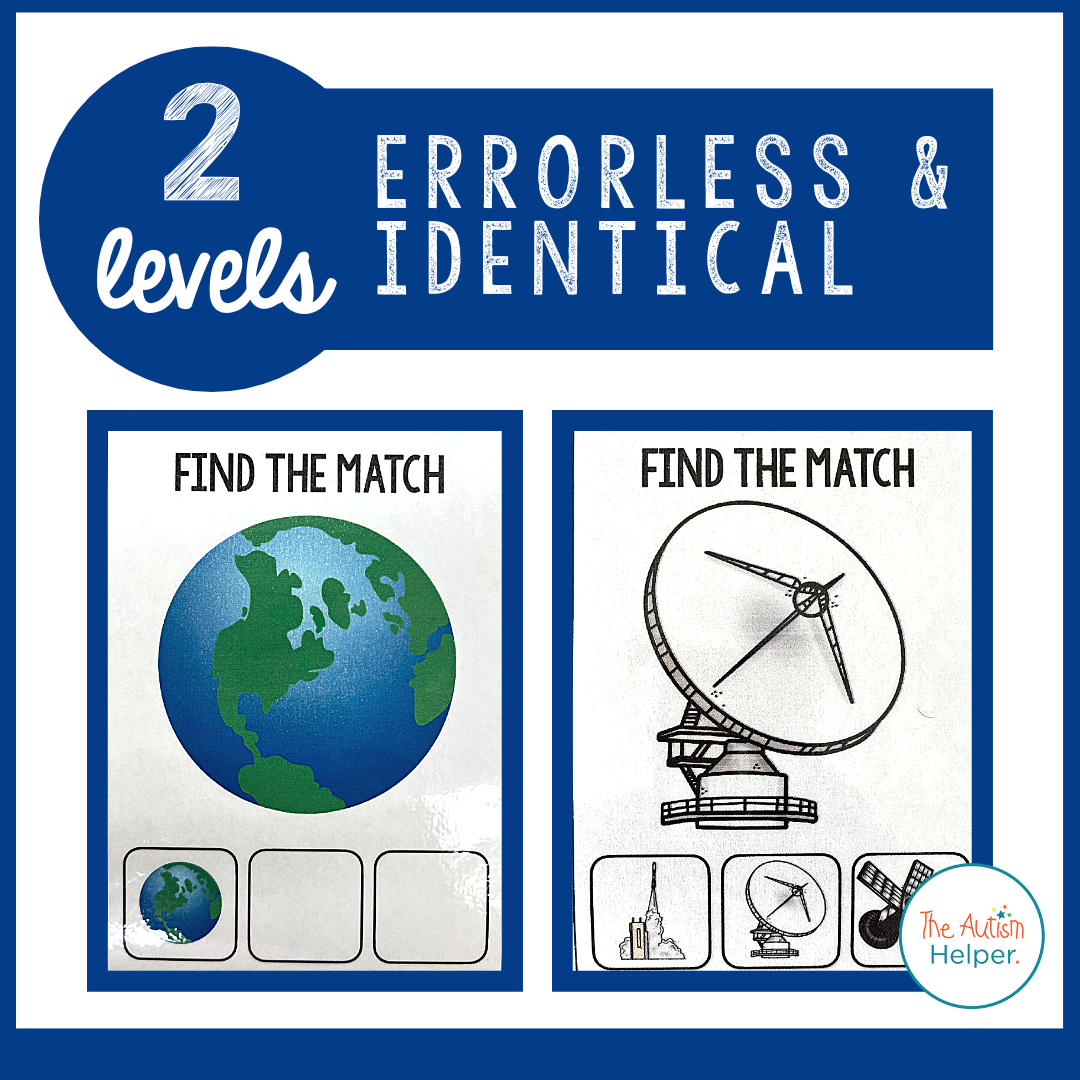 Outer Space Errorless & Identical Matching Task Cards – The Autism Helper