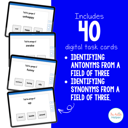 Synonym and Antonym Interactive Boom Cards