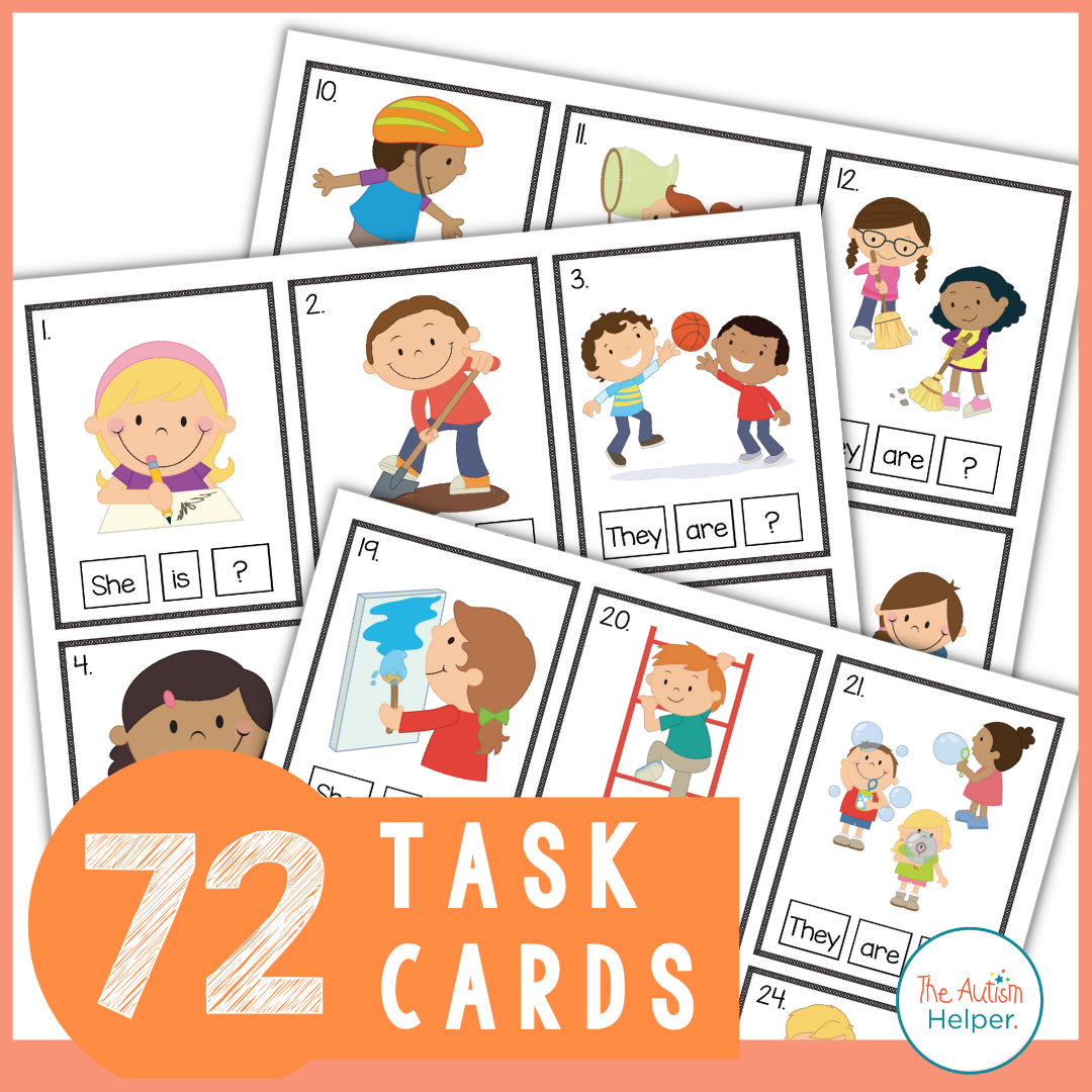 Present Progressive Task Cards – The Autism Helper