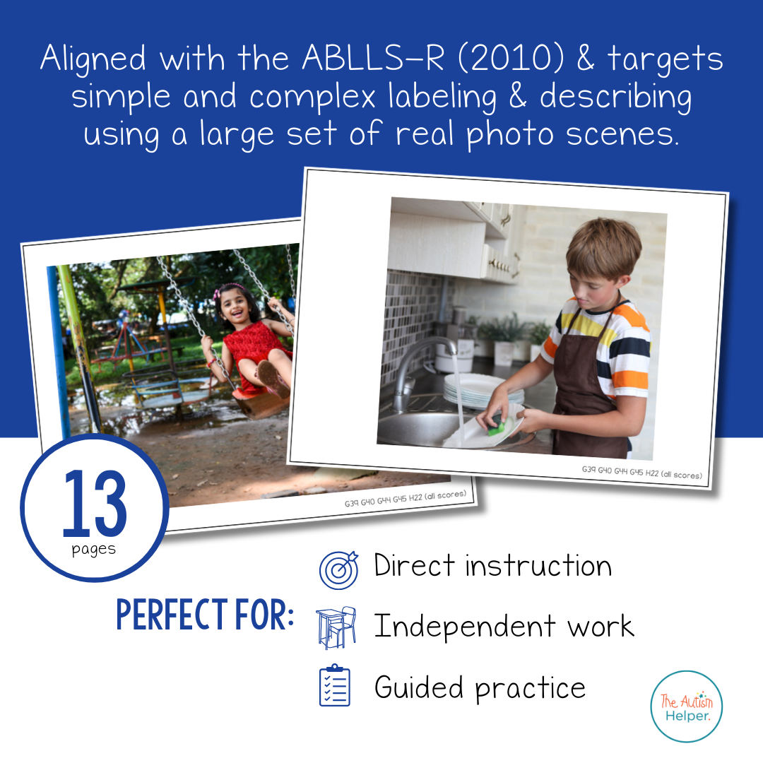 Parts of a Scene Task Cards [ABLLS-R Aligned G39, G40, G44, G45, H22]