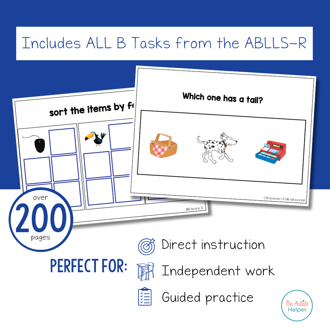 Visual Performance Task Card BUNDLE [ABLLS-R Aligned ALL B TASKS]