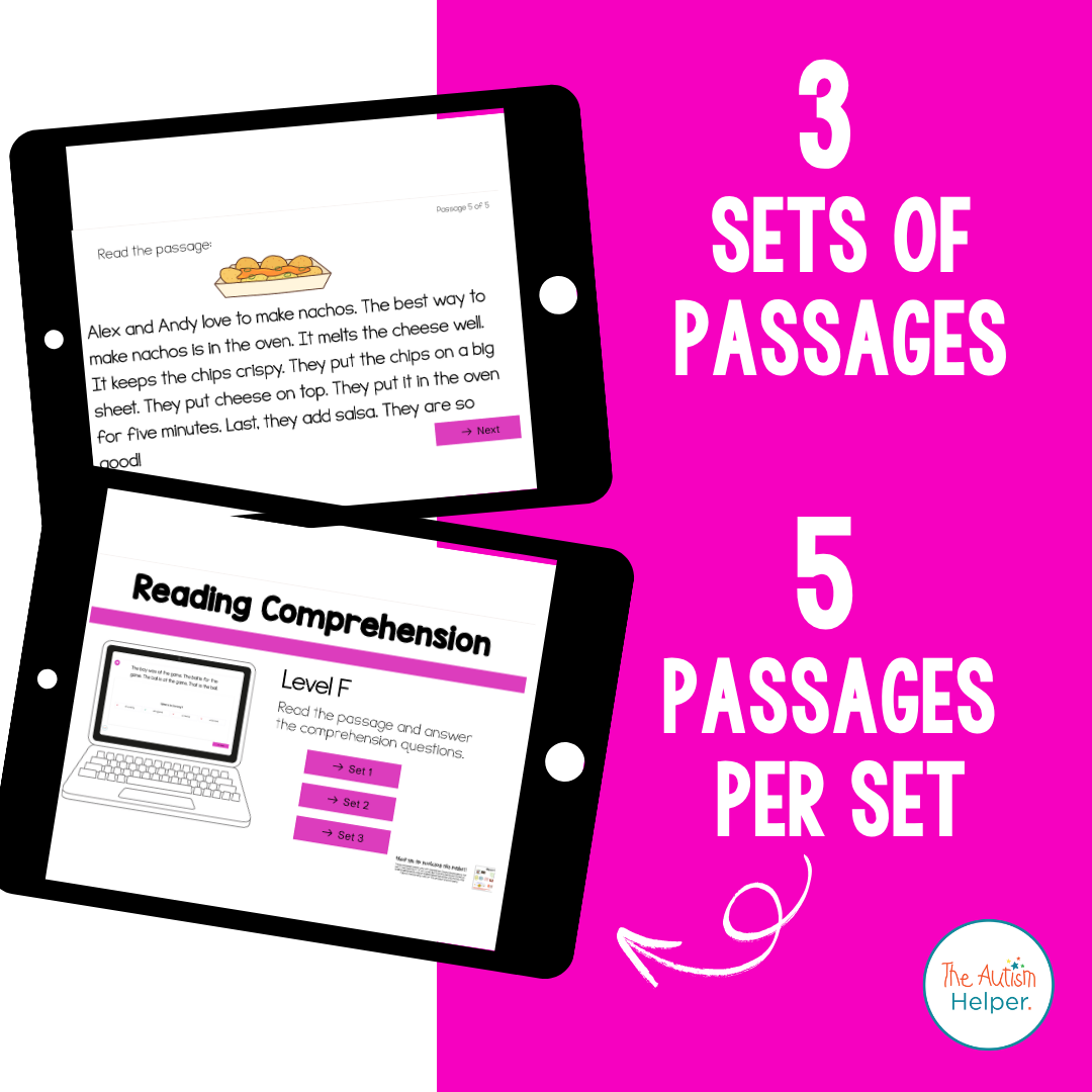 Level F Reading Comprehension Digital Task Cards