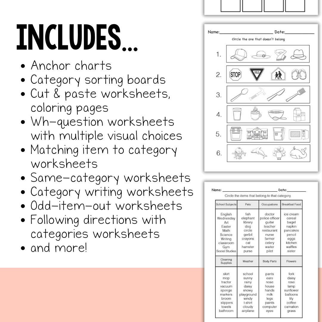 Differentiated Categorizing Activities Mega Pack