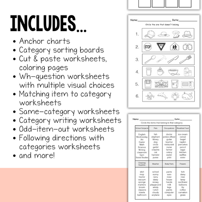 Differentiated Categorizing Activities Mega Pack