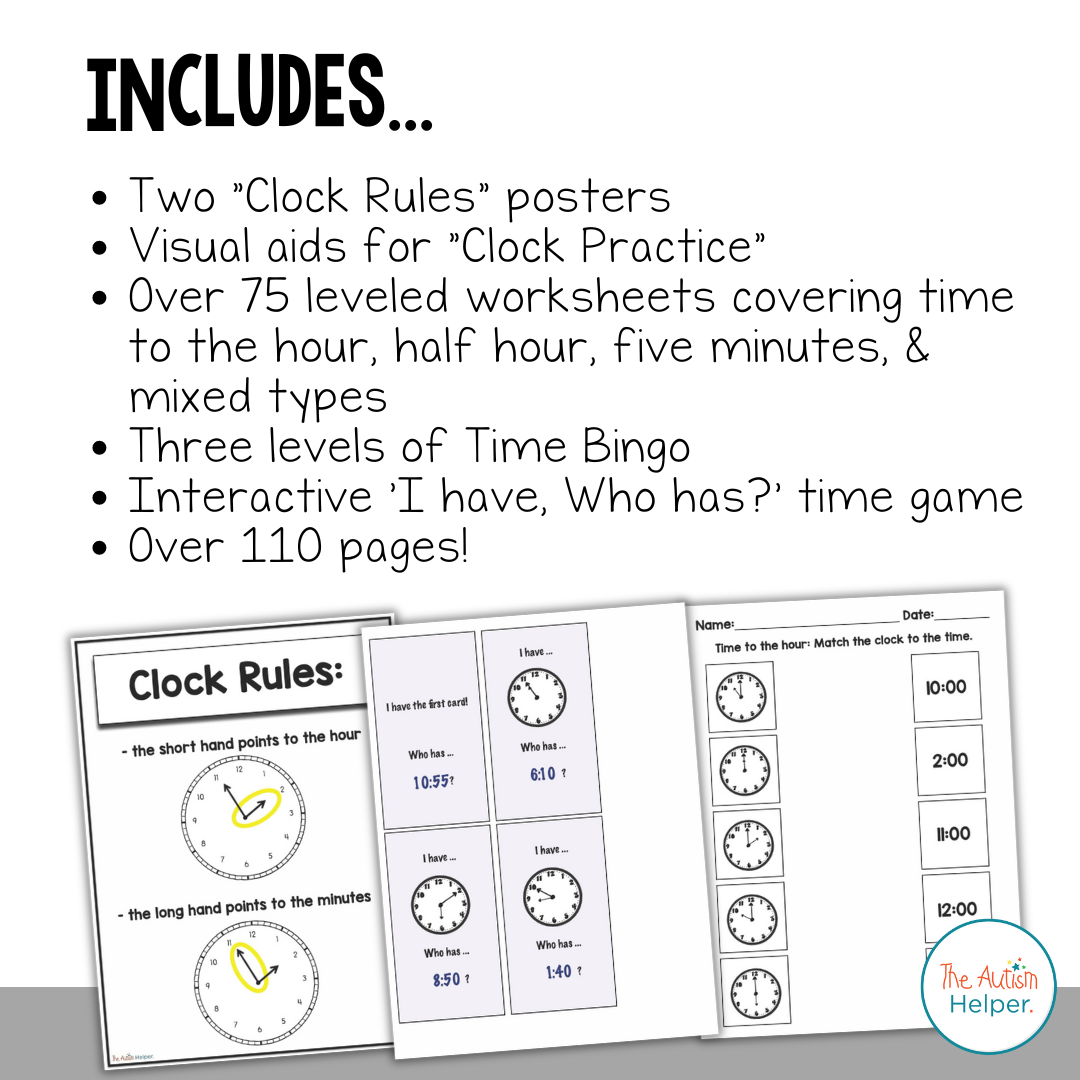 Telling Time Mega Pack for Special Education