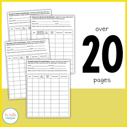 Editable Discrete Trial Data & Goal Sheets Set 1