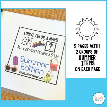 Count, Color, & Name Wh-Question Adapted Book - Summer