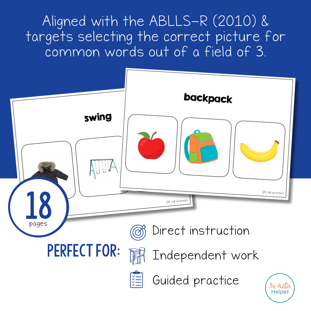 Match Word to Picture Task Cards [ABLLS-R Aligned Q5]