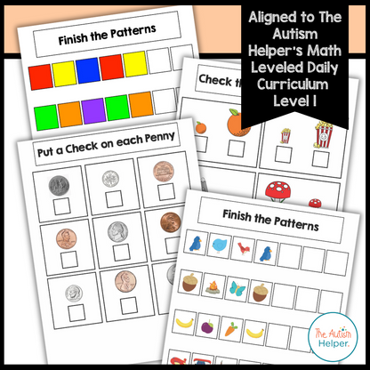 Level 1 Math Leveled Daily Curriculum FILE FOLDER ACTIVITIES