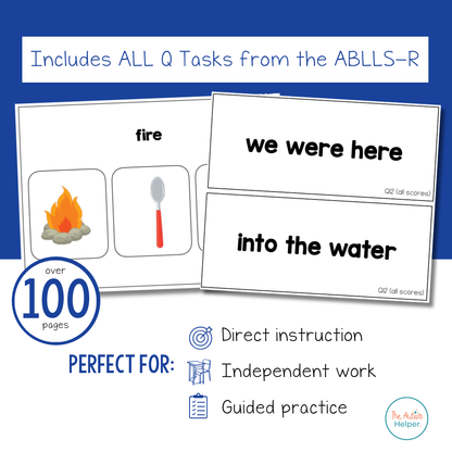 Reading Skills Task Card BUNDLE [ABLLS-R Aligned ALL Q TASKS]