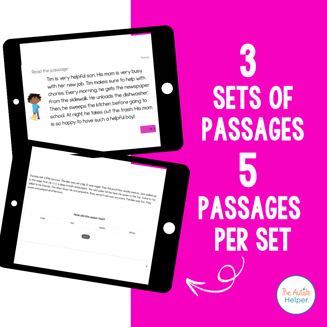 Level I Reading Comprehension Digital Task Cards