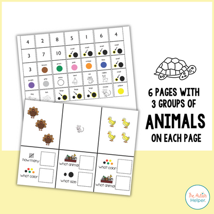 Size, Color, & Counting Animal Adapted Book