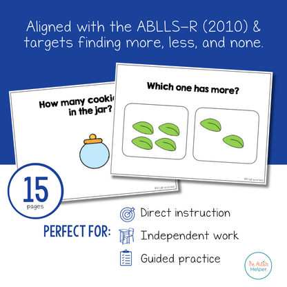 More, Less, and None Task Cards [ABLLS-R Aligned R9, R10, R13]