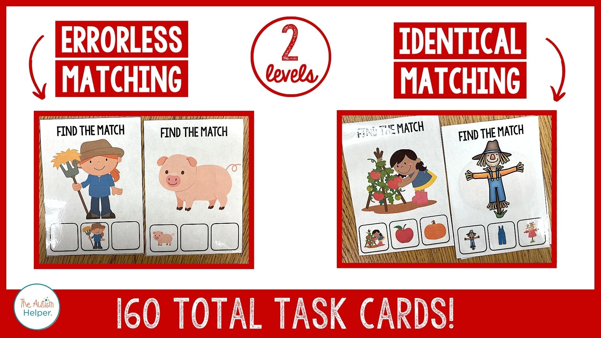 Farm Themed Errorless & Identical Matching Task Cards – The Autism Helper