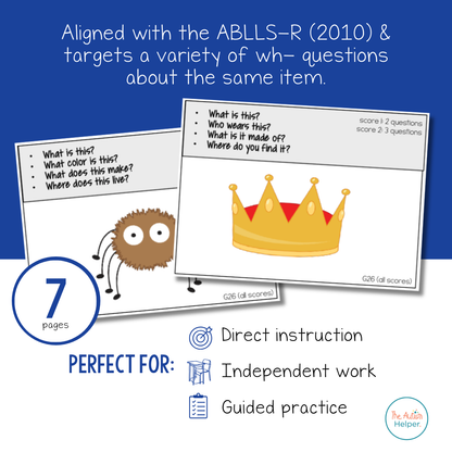 Discriminate Between Different Questions Task Cards [ABLLS-R Aligned G26]