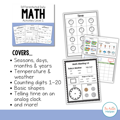 Differentiated Daily Math Activities BUNDLE