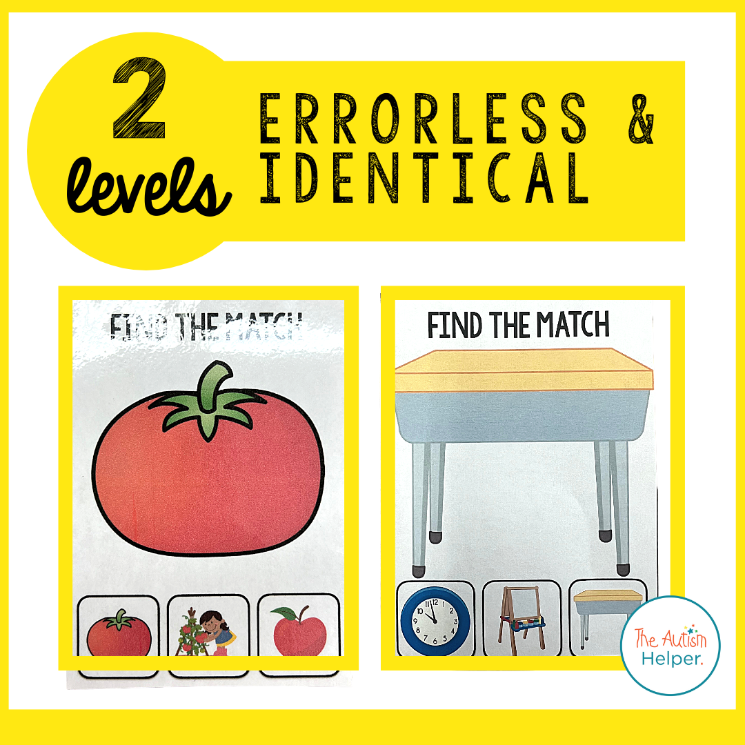 Identical Matching Errorless Back to School Errorless & Identical Matching Task Cards – The Autism ...