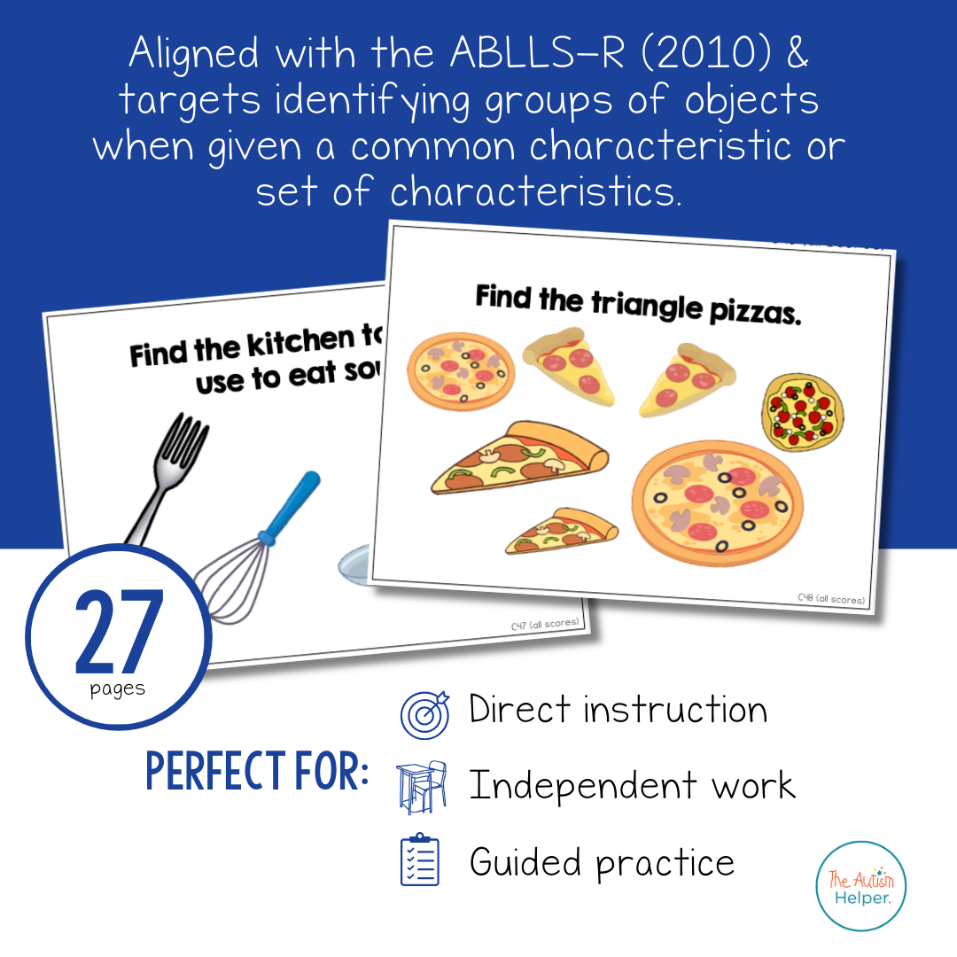 Groups by Characteristics Task Cards [ABLLS-R Aligned C47, C48, C49]