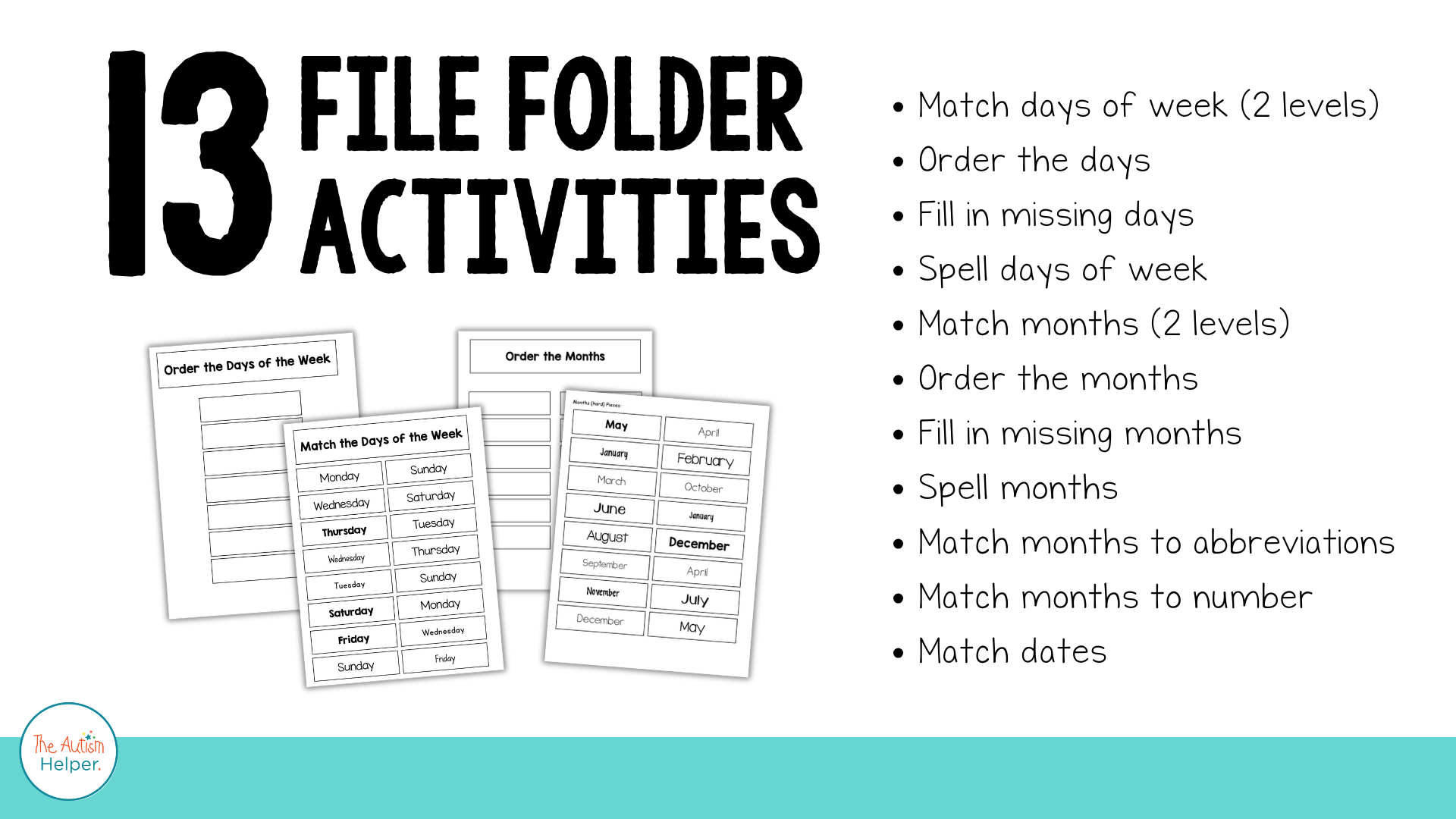Day & Month File Folder Activities – The Autism Helper