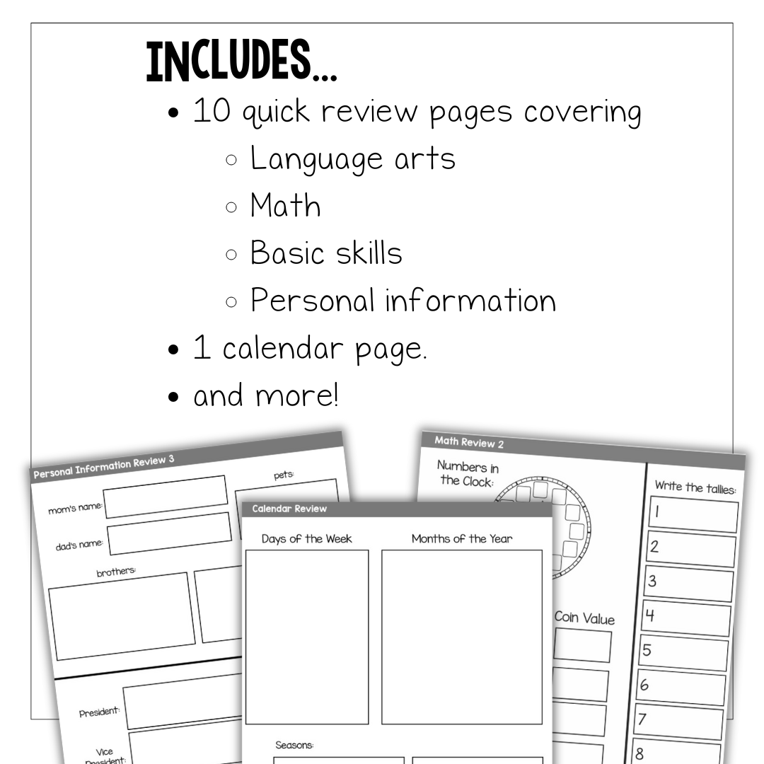 Basic Skills Quick Review Pages