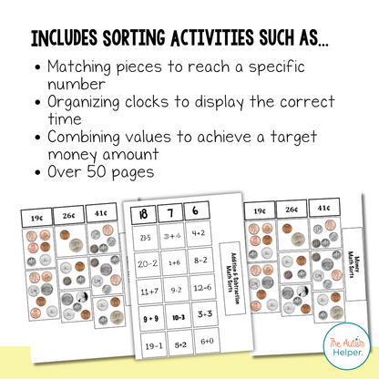 Intermediate Math Sorting Activities