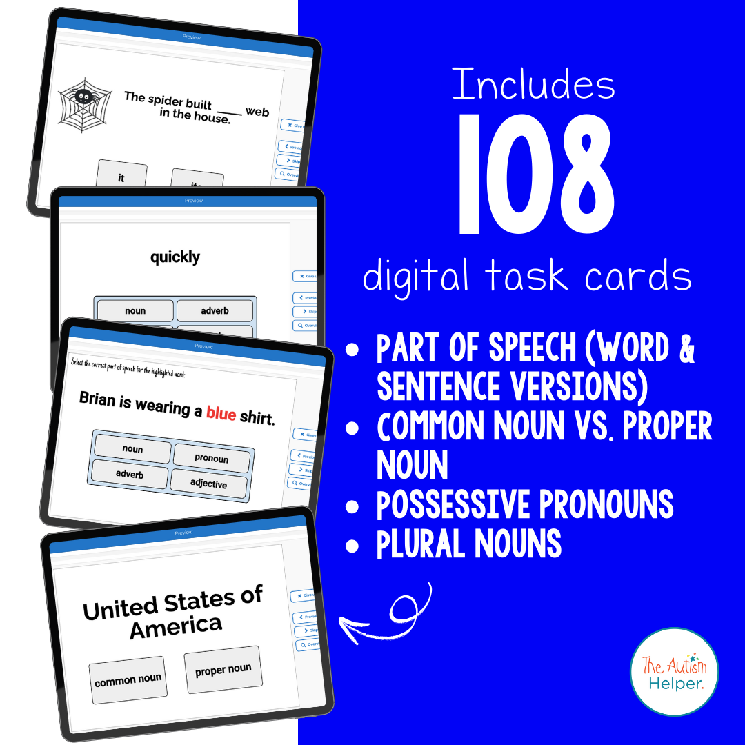 Parts of Speech Interactive Boom Cards