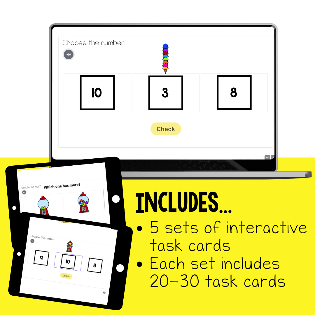 Numbers and Counting Digital Interactive Task Cards