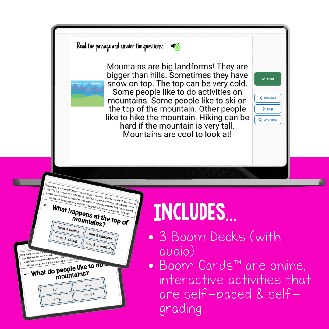 Reading Comprehension Level G Interactive Boom Cards