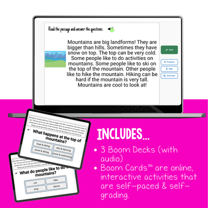 Reading Comprehension Level G Interactive Boom Cards