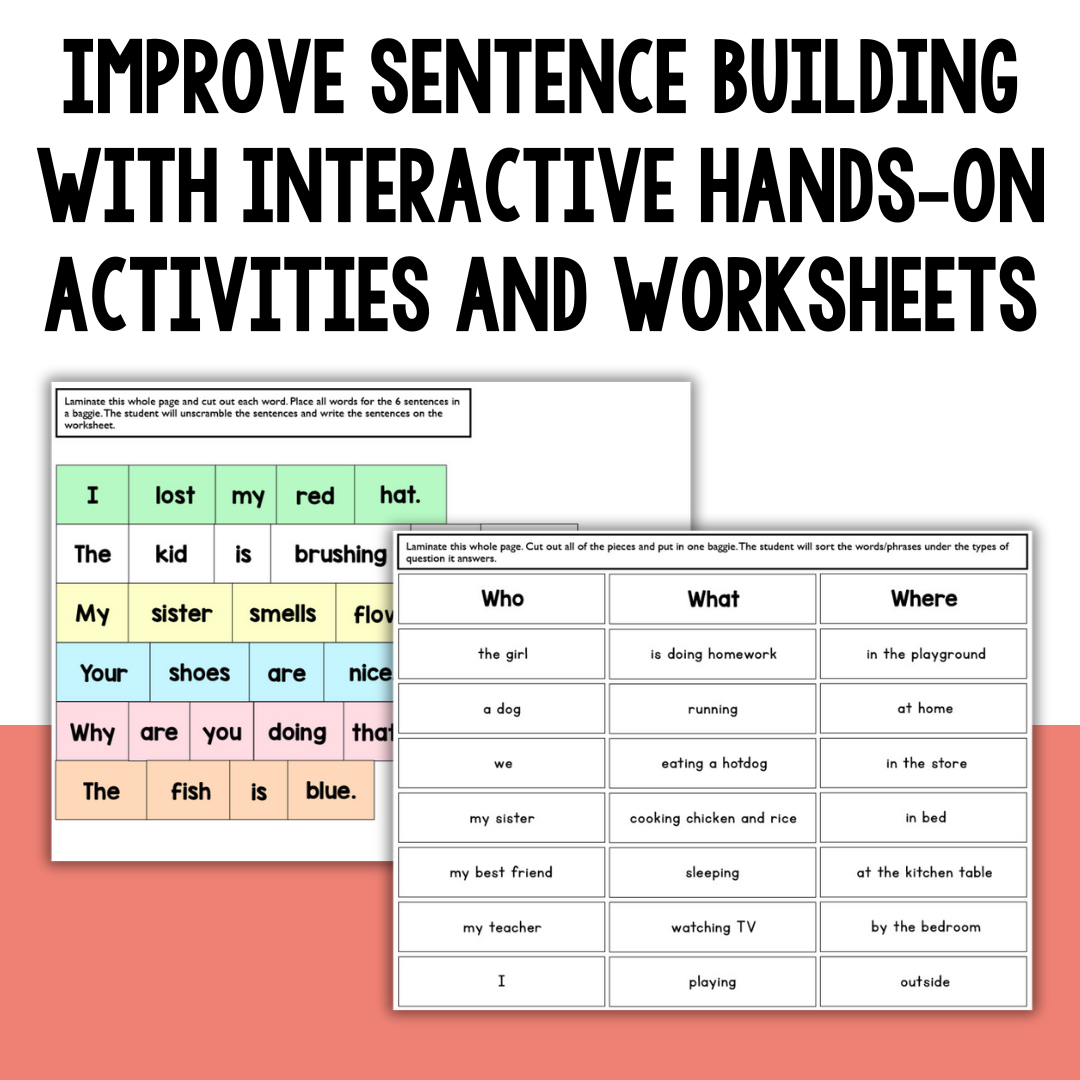 4 Sentence Building Literacy Centers for Special Education