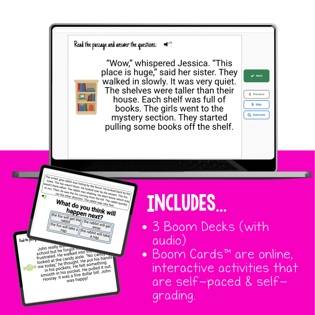 Reading Comprehension Level I Interactive Boom Cards