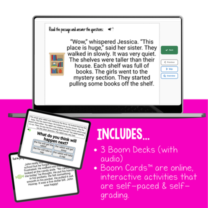 Reading Comprehension Level I Interactive Boom Cards